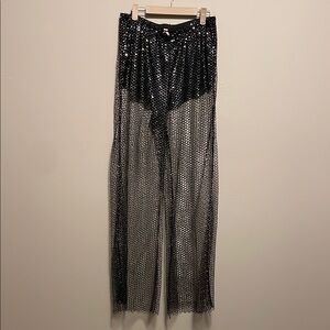 FREE PEOPLE Black Sheer Sequin Pants